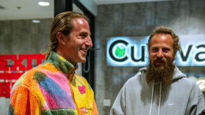 Hippie Sabotage smiles at Cultivate Las Vegas Dispensary Meet & Greet November 18
