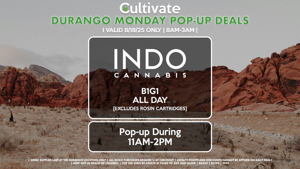 INDO (DURANGO) B1G1 ALL DAY Pop-Up During 3PM-6PM
