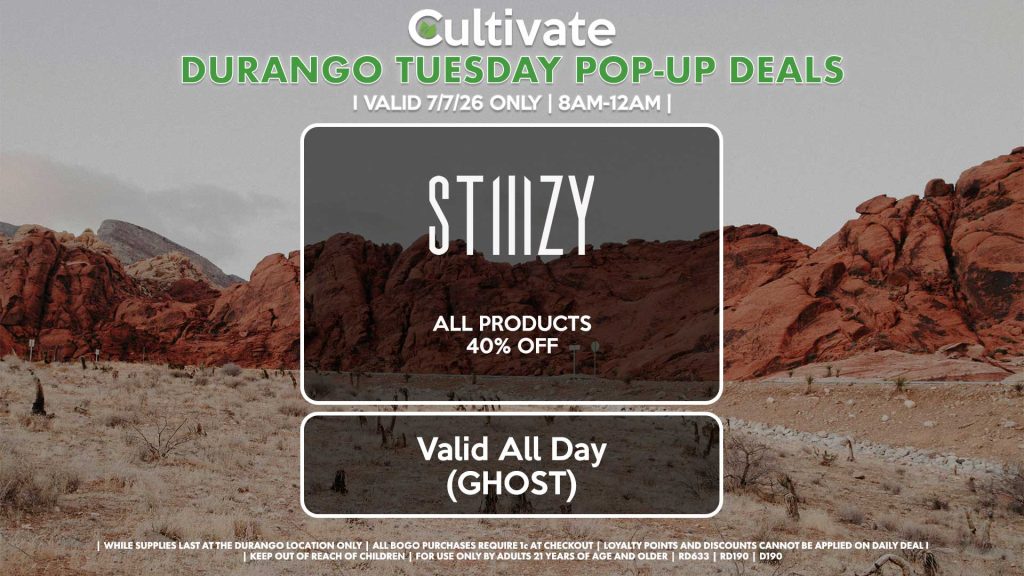 TUESDAY - STIIIZY (SM & D) All Products 30% OFF (Excludes Full Ounces) Valid ALL DAY (GHOST)