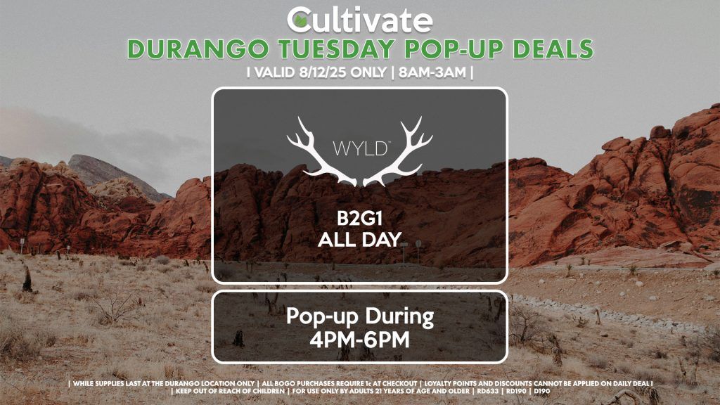 WYLD® B2G1 ALL DAY Pop-up During 4PM-6PM