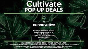 CANNAVATIVE (M) Buy Any Cannavative Product, Get a (.5g) Motivator for 1¢ Resin8 Cartridges (.8g) for $27.03+Tax ($32 OTD) Valid 12PM-3PM