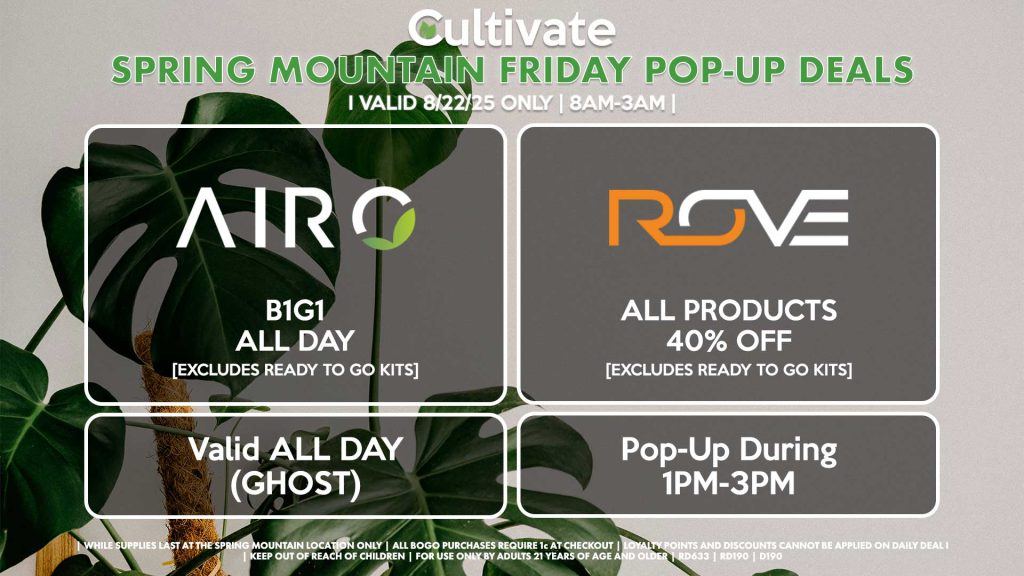 AIRO (SM & D) B1G1 ALL DAY [EXCLUDES READY TO GO KITS] Valid ALL DAY (GHOST) ROVE (SM) All Products 40% Off [EXCLUDES READY TO GO KITS] Pop-Up During 1PM-3PM