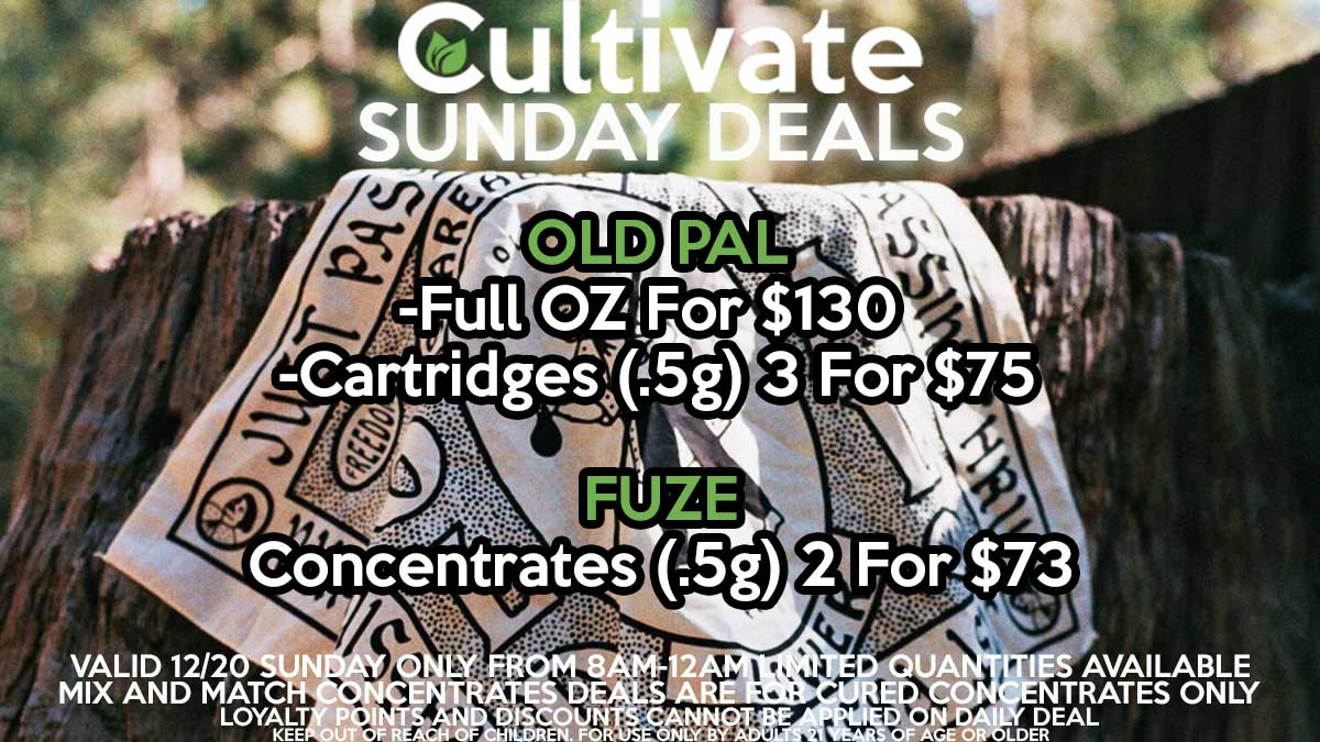 Cultivate Las Vegas Dispensary Daily Deals Valid SUNDAY Only 4/11  8AM-12AM While Supplies Last