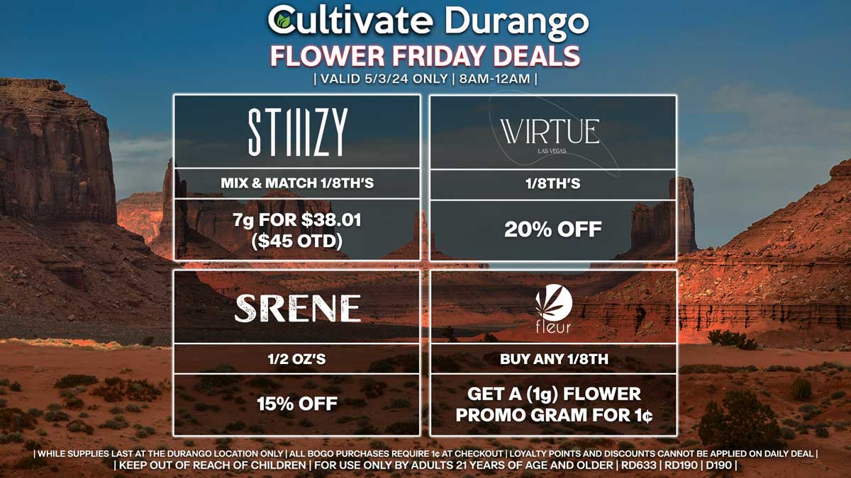 Cultivate Las Vegas Dispensary Daily Deals! Valid FRIDAY 5/3 Only | 8AM-12AM | While Supplies Last!