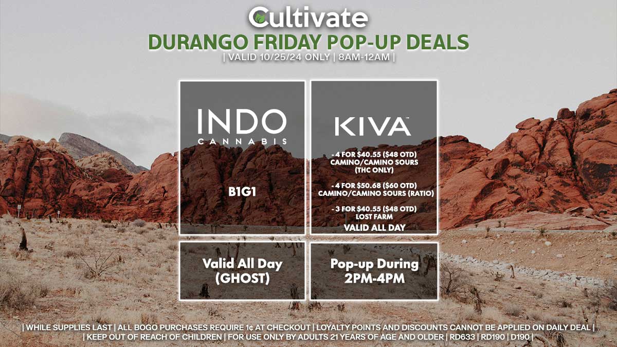 Indo Kiva Las Vegas Cultivate Durango Pop-ups