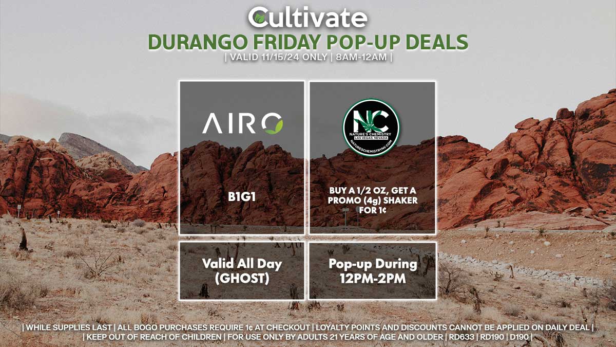 Airo Nature's Chemistry Las Vegas Cultivate Durango Pop-ups