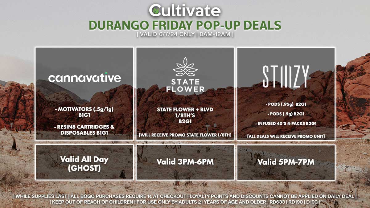 Cannavative State Flower Stiiizy Las Vegas Cultivate Durango Pop-up