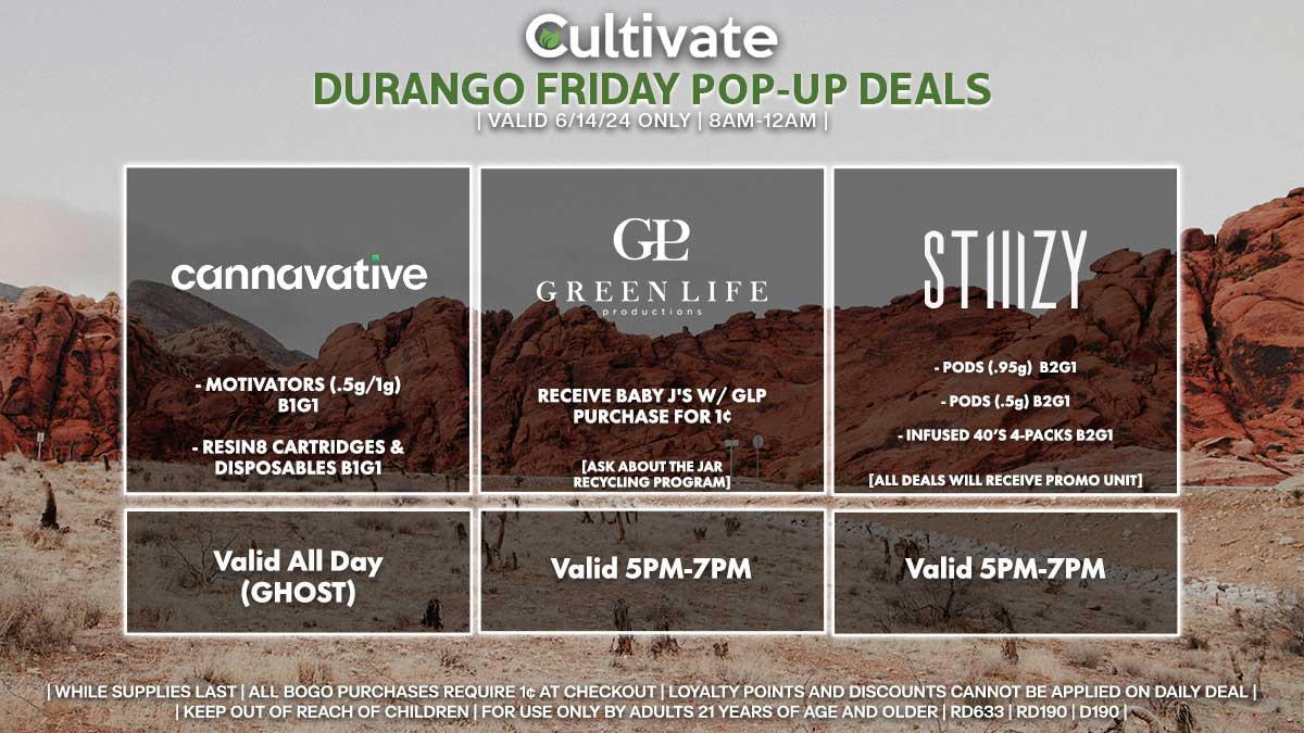 Cannavative GLP STIIIZY Cultivate Durango Pop-ups Las Vegas