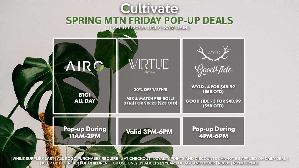 Airo Virtue Wyld Good Tide Las Vegas Cultivate Durango Pop-ups