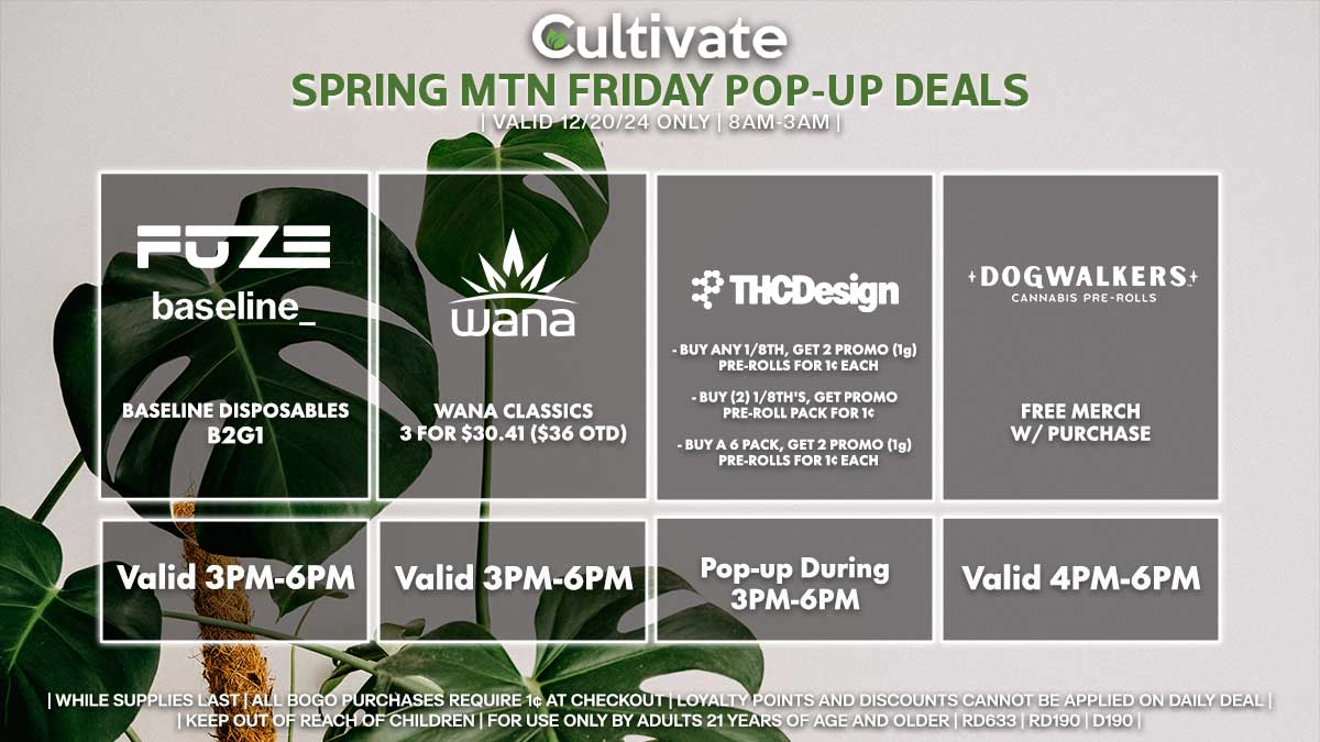 Fuze Extracts Baseline Wana THC Design Dogwalkers Las Vegas Cultivate Spring Mountain Pop-ups