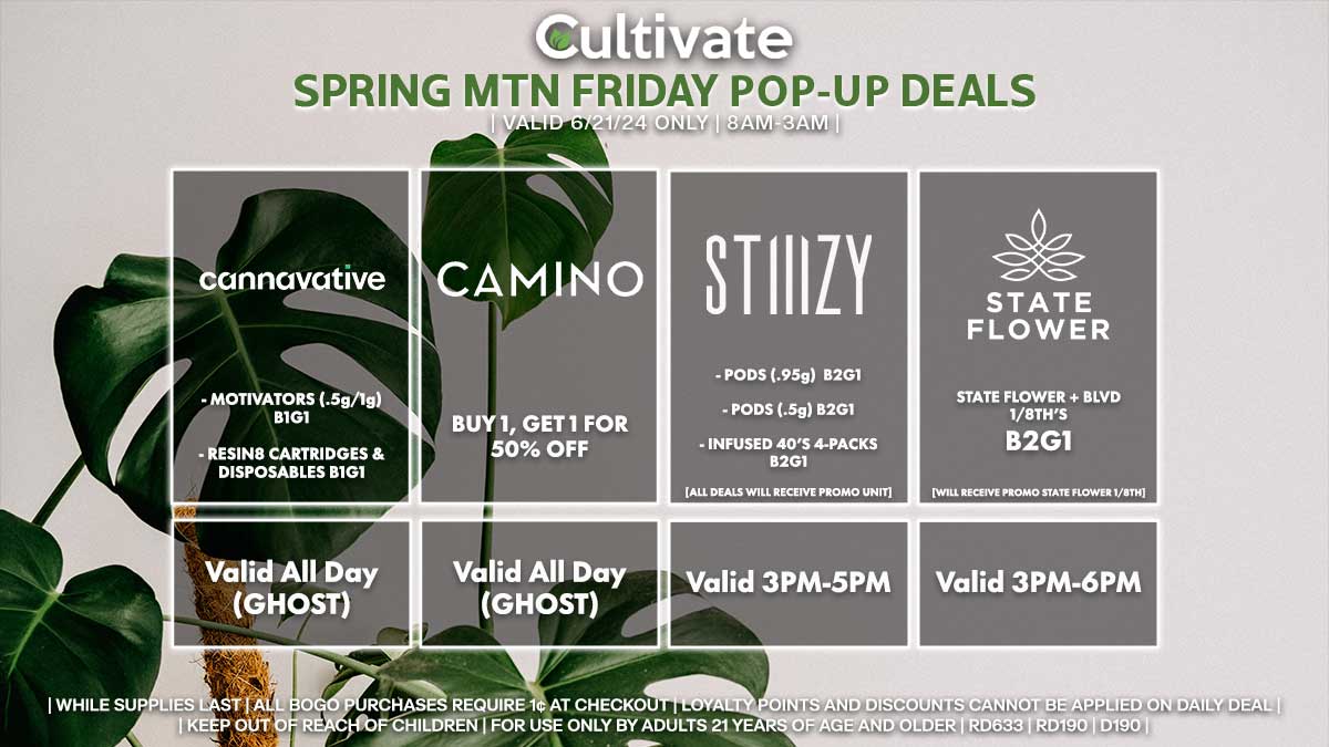 Cannavative Camino Stiiizy State Flower Las Vegas Cultivate Spring Mountain Pop-ups