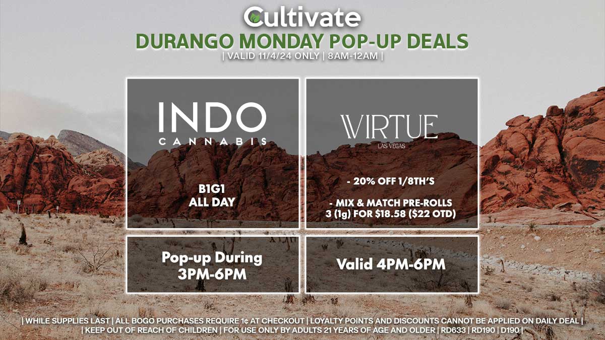 Indo Virtue Las Vegas Cultivate Durango Pop-ups