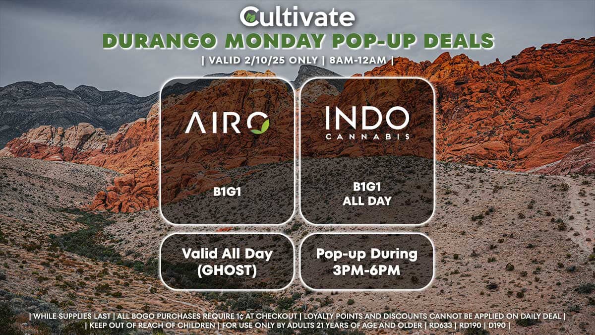 Airo Indo Las Vegas Cultivate Durango Pop-ups