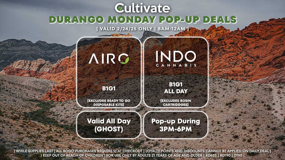 Airo Indo Las Vegas Cultivate Durango Pop-ups