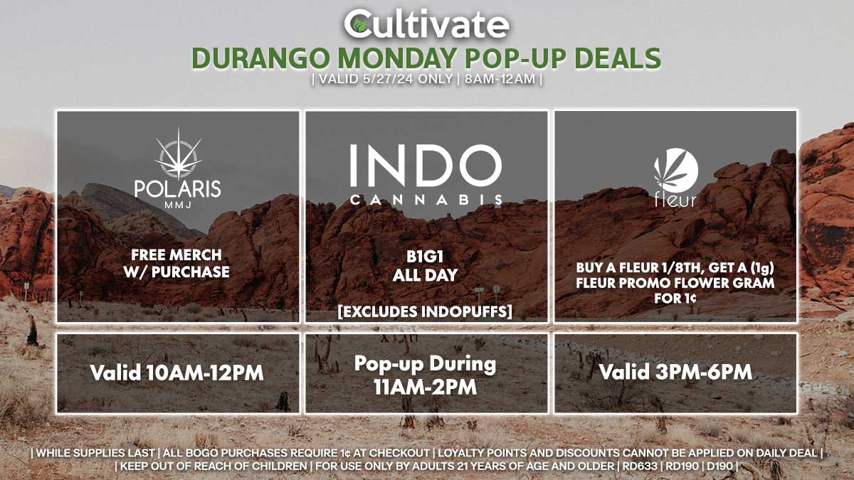 Polaris Indo Fleur Las Vegas Cultivate Durango Pop-ups