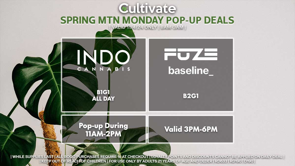 Indo Fuze Baseline Las Vegas Cultivate Spring Mountain pop-ups