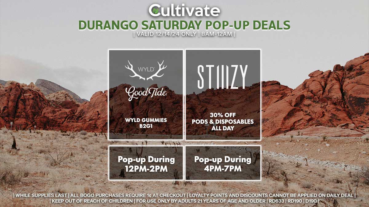 Wyld Good Tide Stiiizy Las Vegas Cultivate Durango Pop-ups