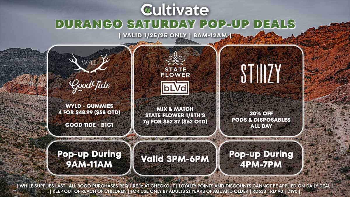 Wyld Good Tide State Flower BLVD Stiiizy Las Vegas Cultivate Durango Pop-ups