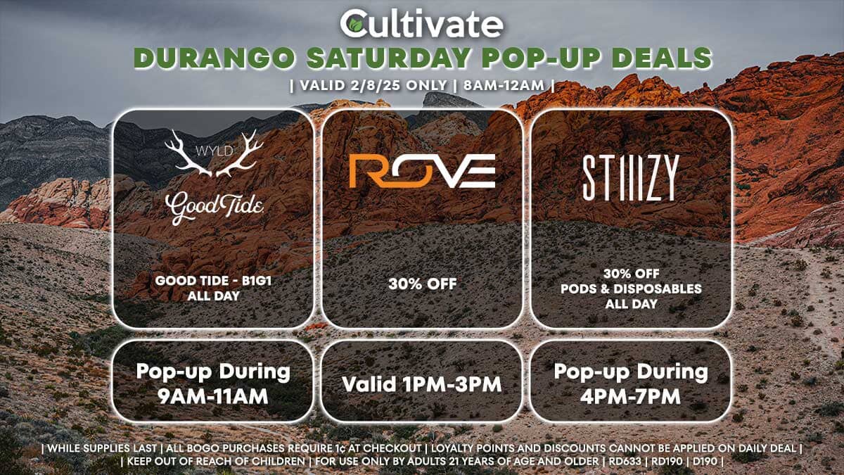 Wyld Good Tide Rove Stiiizy Las Vegas Cultivate Durango Pop-ups