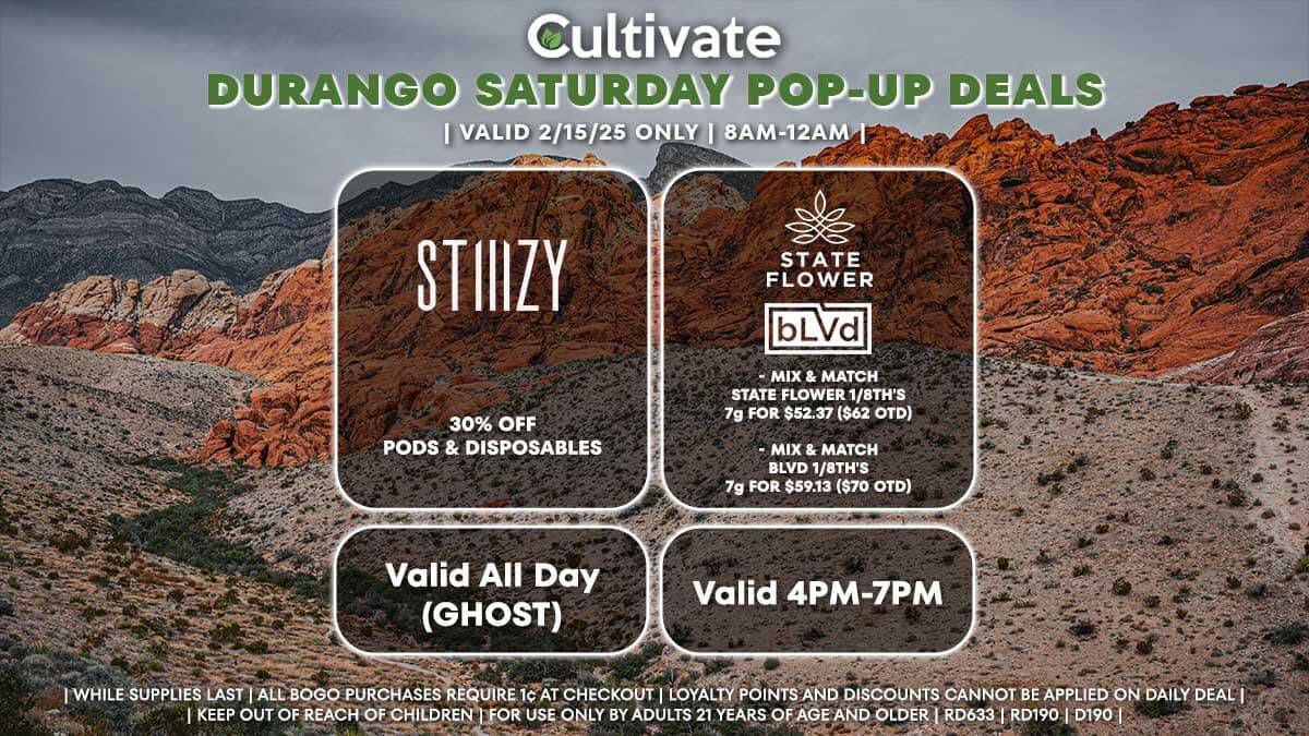 Stiiizy State Flower BLVD Las Vegas Cultivate Spring Durango Pop-ups