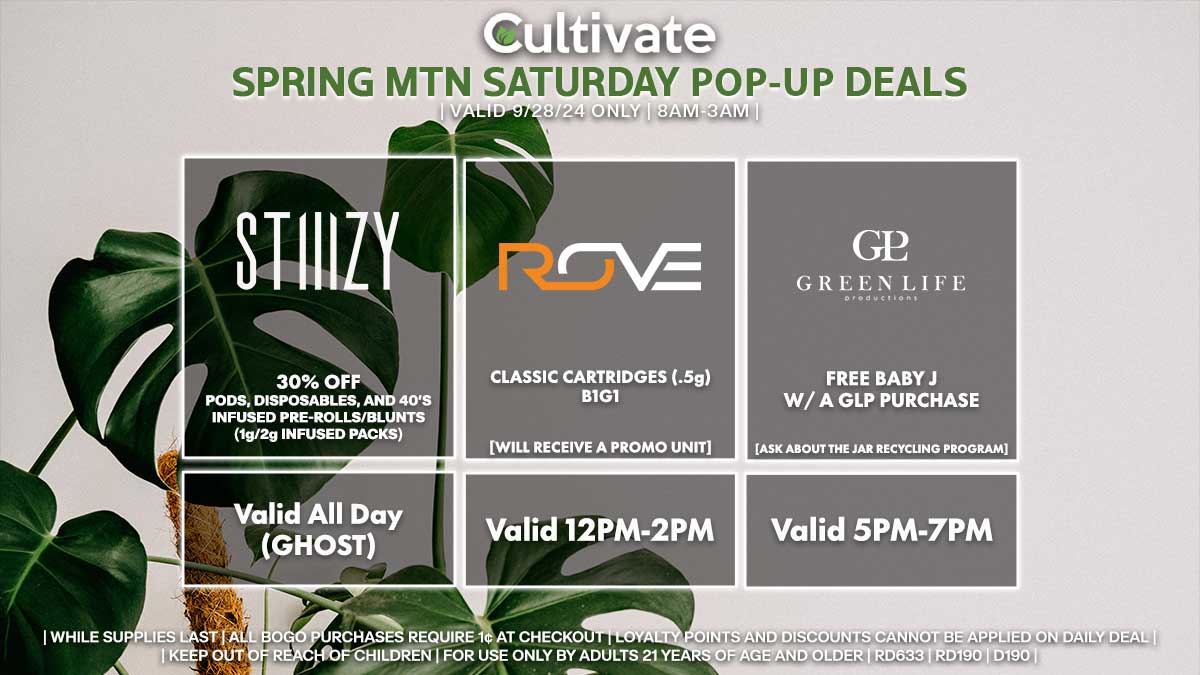 Stiiizy Rove GLP Las Vegas Cultivate Spring Mountain Pop-ups