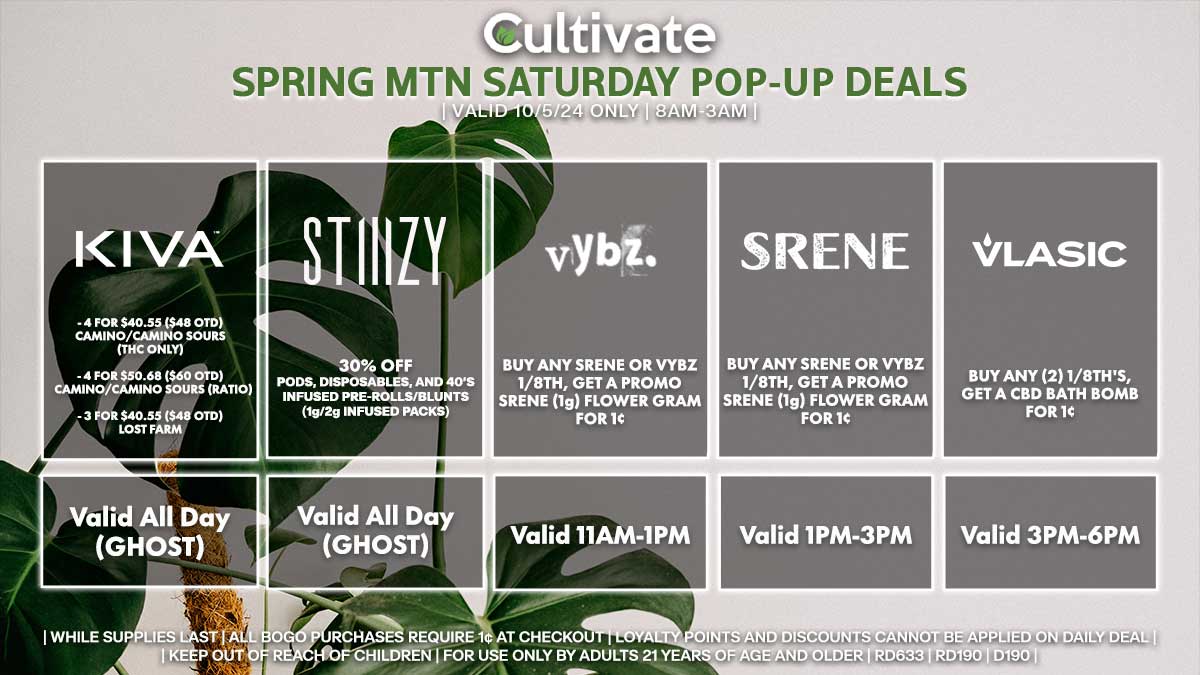 Kiva Camino Stiiizy Vybz Srene Vlasic Las Vegas Cultivate Spring Mountain Pop-ups