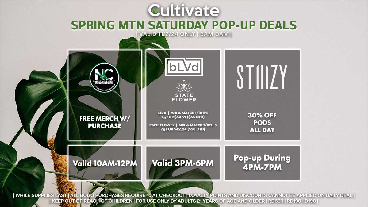 Nature's Chemistry Blvd State Flower Stiiizy Las Vegas Cultivate Spring Mountain Pop-ups