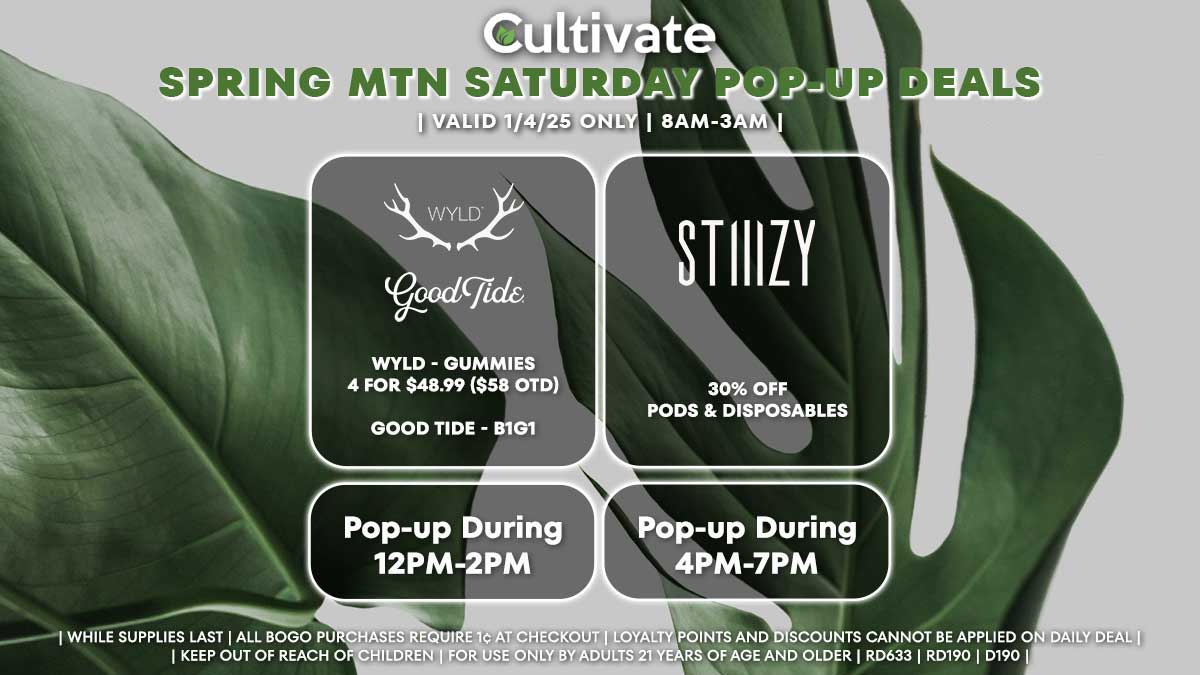 Wyld Good Tide Stiiizy Las Vegas Cultivate Spring Mountain Pop-ups