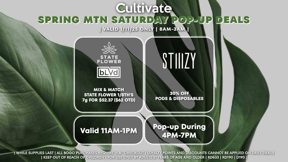 Stiiizy State Flower BLVD Pop-ups Cultivate Spring Mountain Las Vegas