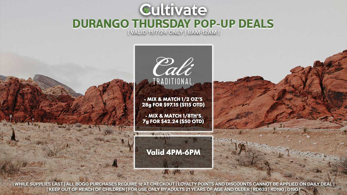 Cali Traditional Las Vegas Cultivate Durango Pop-ups