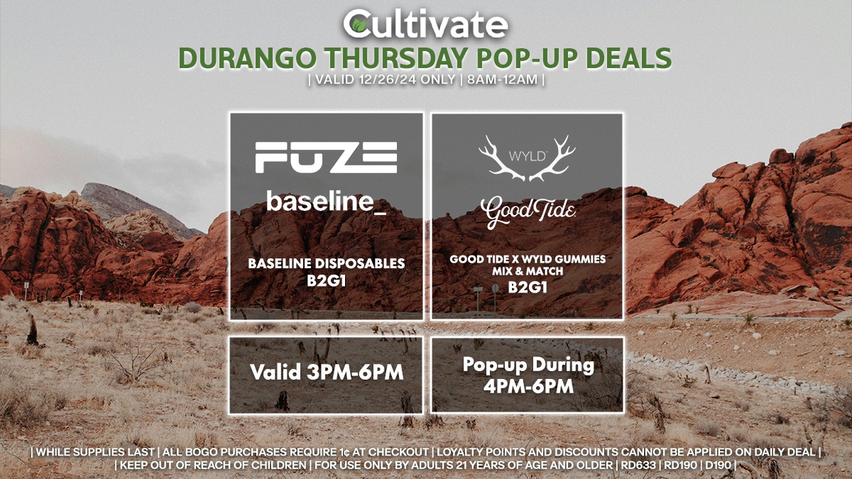 Fuze Extracts Baseline Wyld Good Tide Las Vegas Cultivate Durango Pop-ups