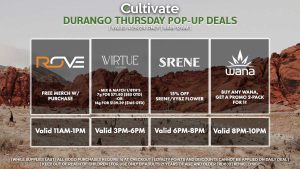 Rove Virtue Srene Wana Las Vegas Cultivate Durango Pop-ups