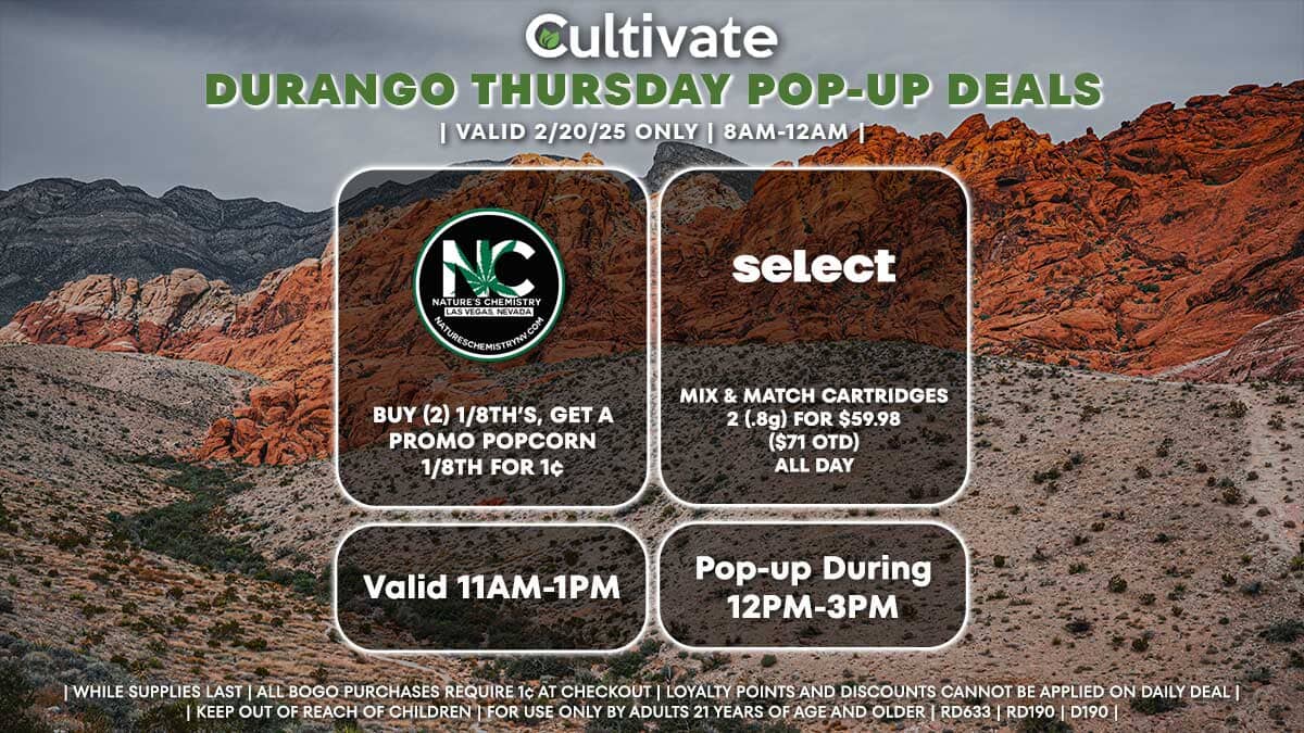 Nature's Chemistry Select Las Vegas Cultivate Durango Pop-ups