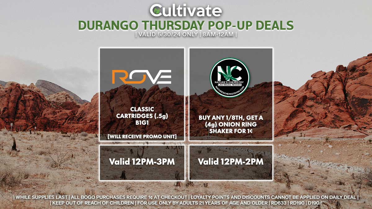 Rove Nature's Chemistry Las Vegas Cultivate Durango Pop-ups