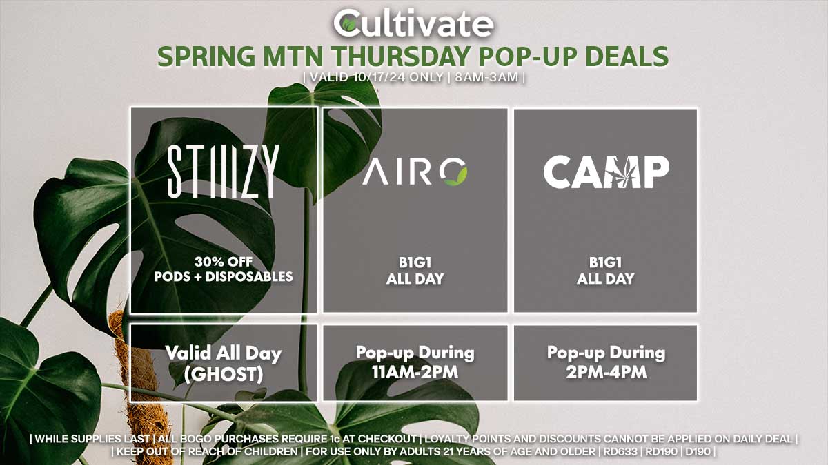 Stiiizy Airo Camp Las Vegas Cultivate Spring Mountain Pop-ups