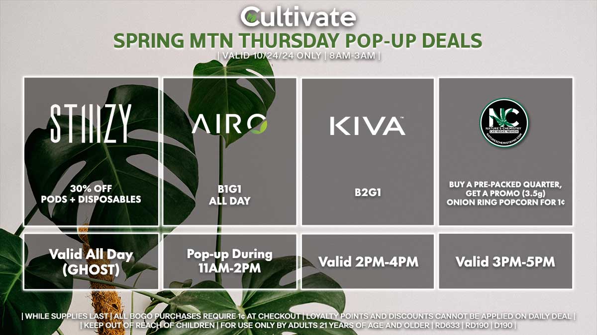 Stiiizy Airo Kiva Nature's Chemistry Las Vegas Cultivate Spring Mountain Pop-ups