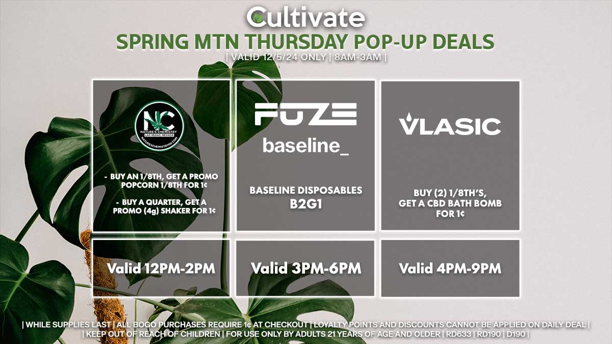 Nature's Chemistry Fuze Extracts Baseline Vlasic Las Vegas Cultivate Spring Mountain Pop-ups