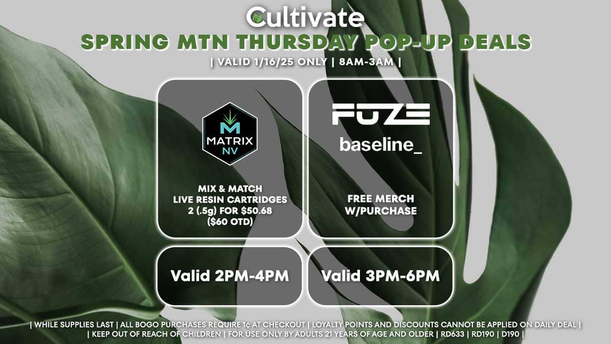 Matrix Fuze Extracts Baseline Las Vegas Cultivate Spring Mountain Pop-ups