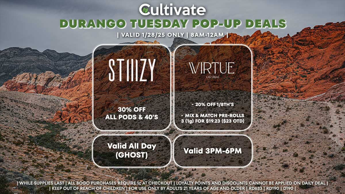 Stiiizy Virtue Las Vegas Cultivate Durango Pop-ups