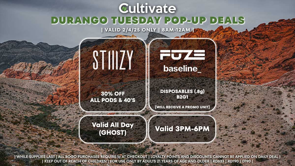 Stiiizy Fuze Baseline Las Vegas Cultivate Durango Pop-ups