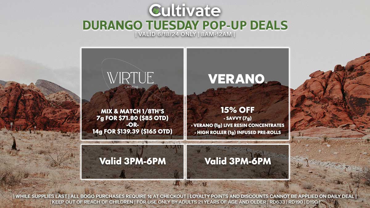 Virtue Verano Las Vegas Cultivate Durango Pop-ups