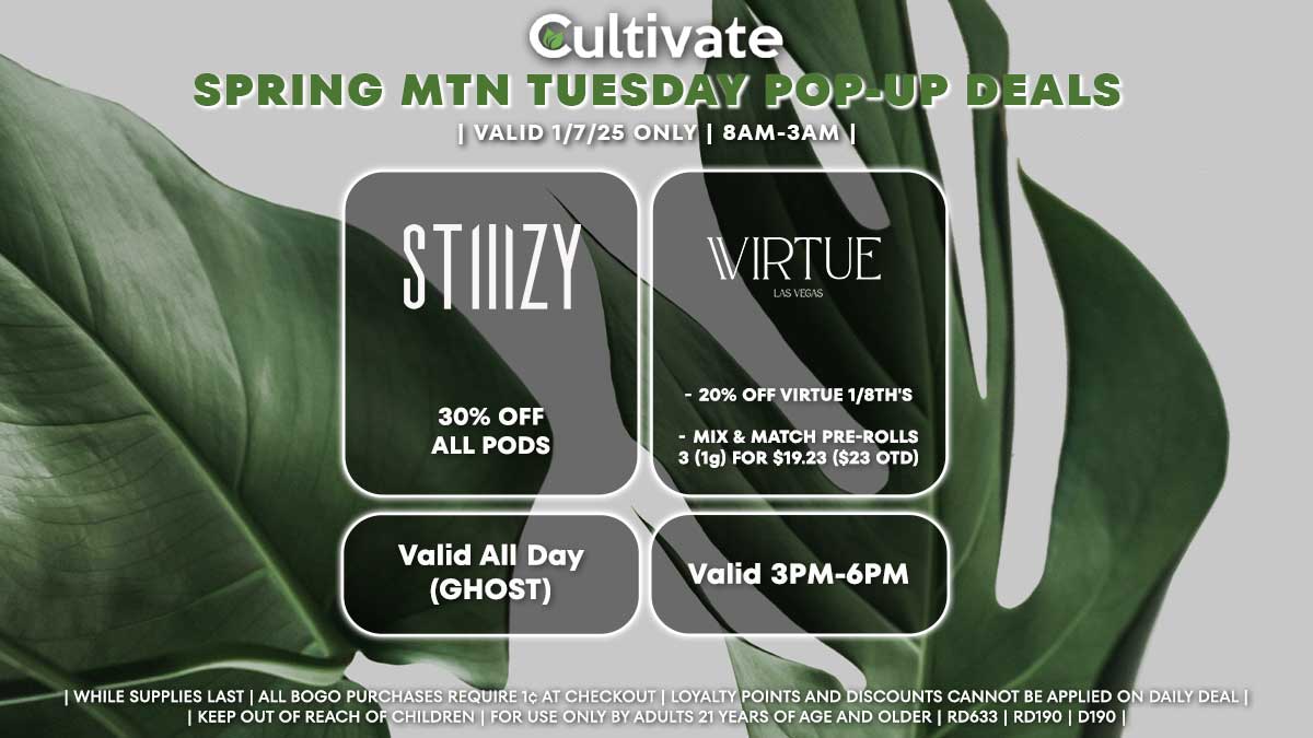 Stiiizy Virtue Las Vegas Cultivate Spring Mountain Pop-ups