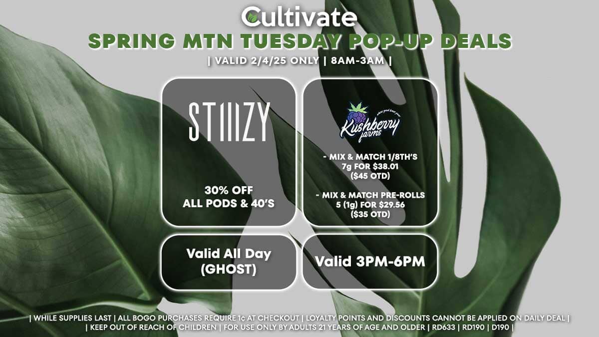 Stiiizy Kushberry Farms Las Vegas Cultivate Spring Mountain Pop-ups