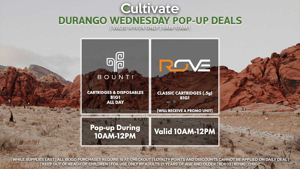 Bounti Rove Las Vegas Cultivate Durango Pop-ups