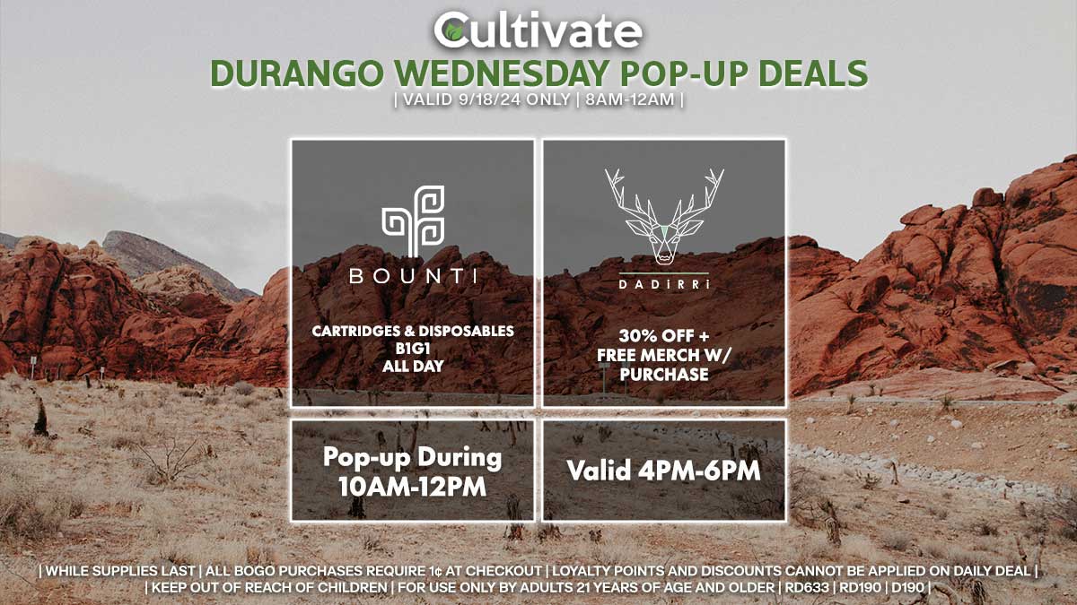 Bounti Wyld Las Vegas Cultivate Durango Pop-ups