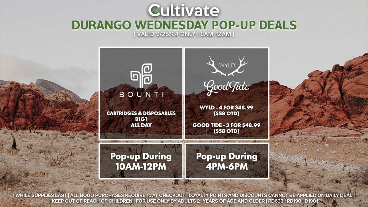 Bounti Wyld Las Vegas Cultivate Durango Pop-ups