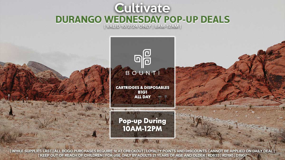 Bounti Las Vegas Cultivate Durango Pop-ups