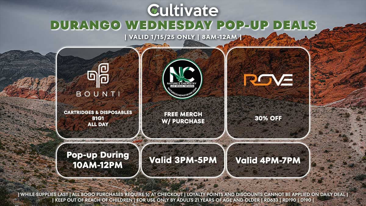 Bounti Nature's Chemistry Rove Pop-up Cultivate Durango pop-ups