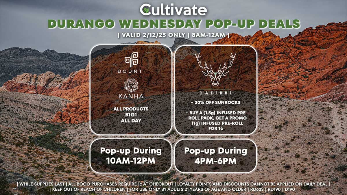 Bounti Kanha Dadirri Las Vegas Cultivate Durango Pop-ups