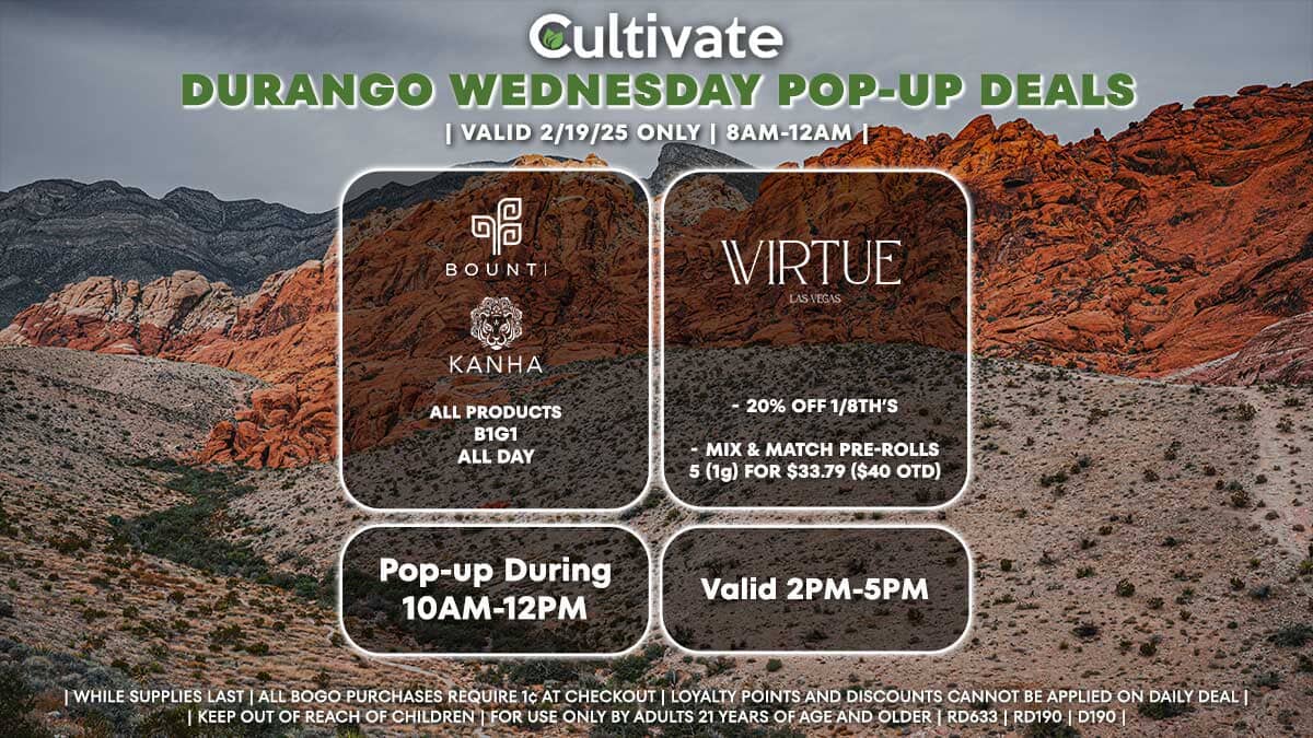 Bounti Kanha Virtue Las Vegas Cultivate Durango Pop-ups